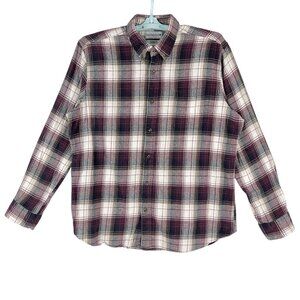 Saddlebred Men's Classic FIT Long Sleeve‎ Grey White Plaid Shirt Size XL